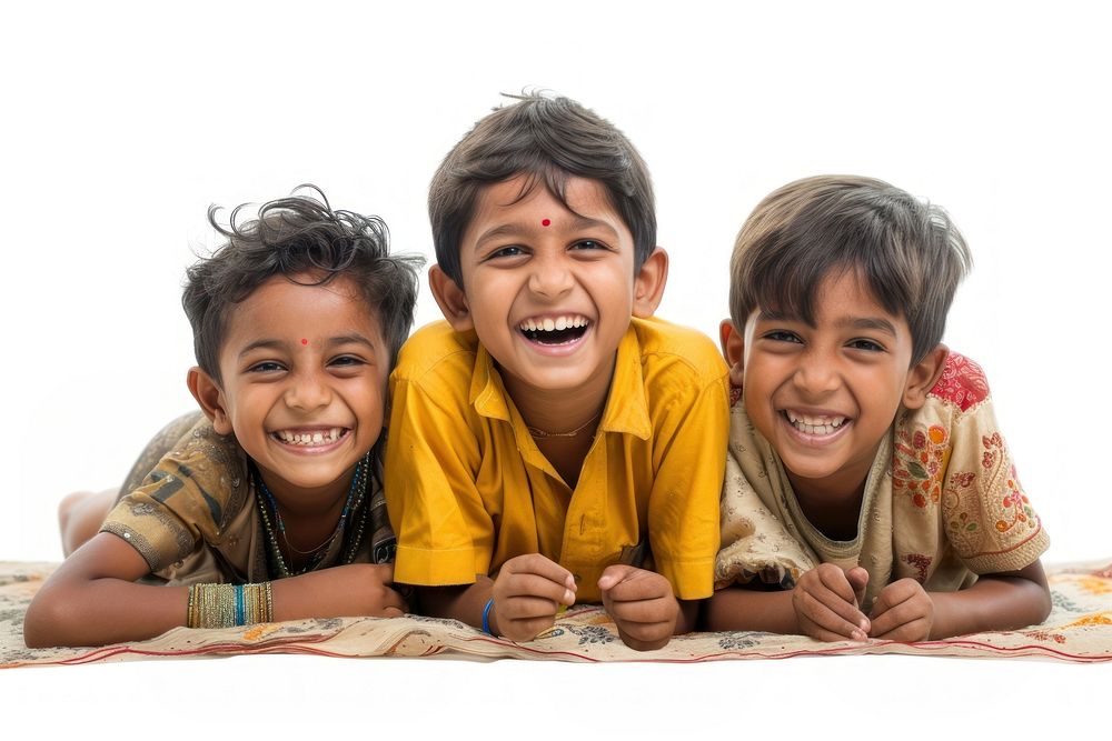 Indian children laughing smile happy.