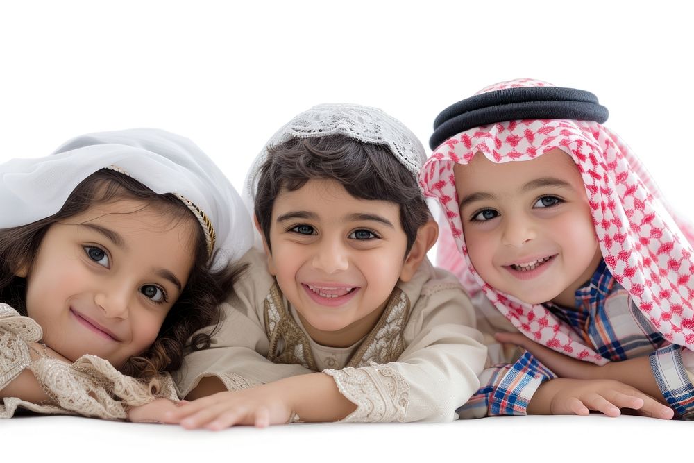 Middle eastern children family adult happy.