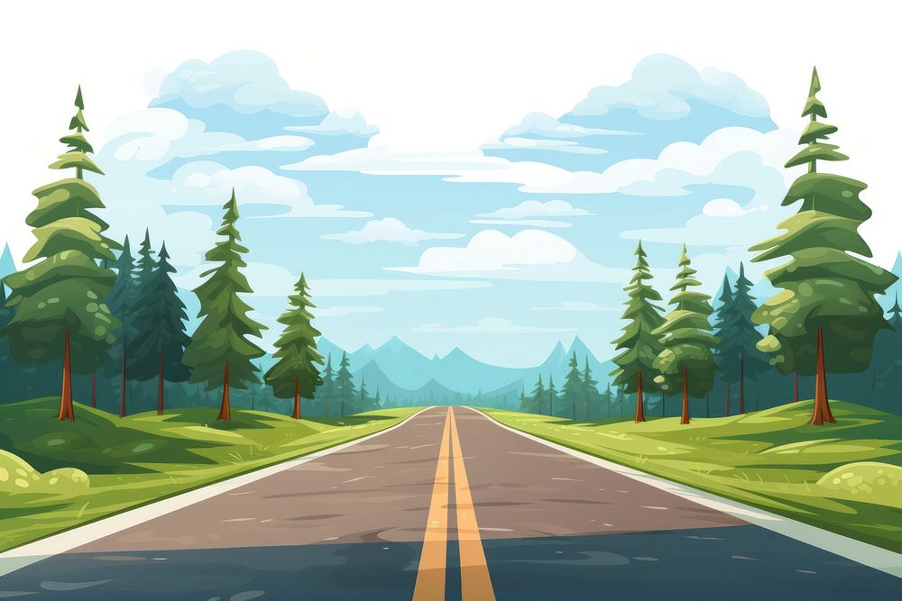 Road perspectives of a retreating roadway vector illustration landscape outdoors highway.