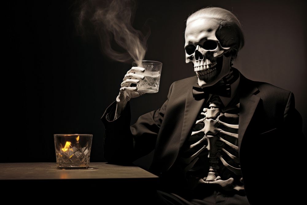 Man drinking whiskey glass adult smoke.