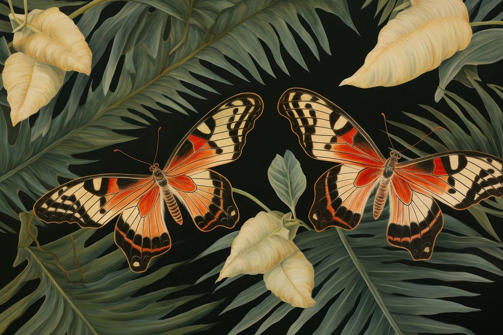 Moth and tropical leaves butterfly pattern animal.