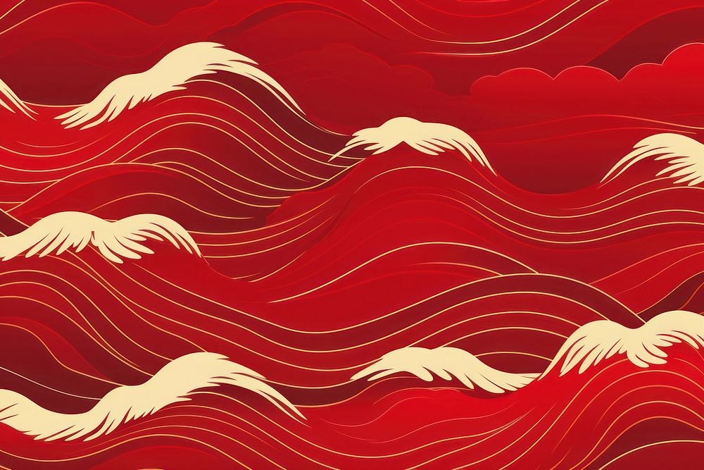 Red gold water wave line pattern background backgrounds repetition creativity.