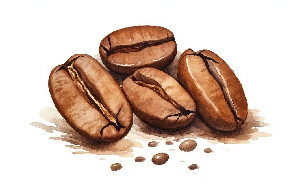Cappucino coffee white background coffee beans.