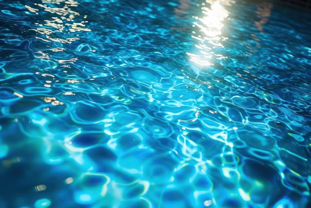 Glowing lights reflecting on water surface backgrounds swimming outdoors.