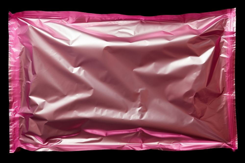 Pink plastic bag black background aluminium crumpled. AI generated Image by rawpixel.
