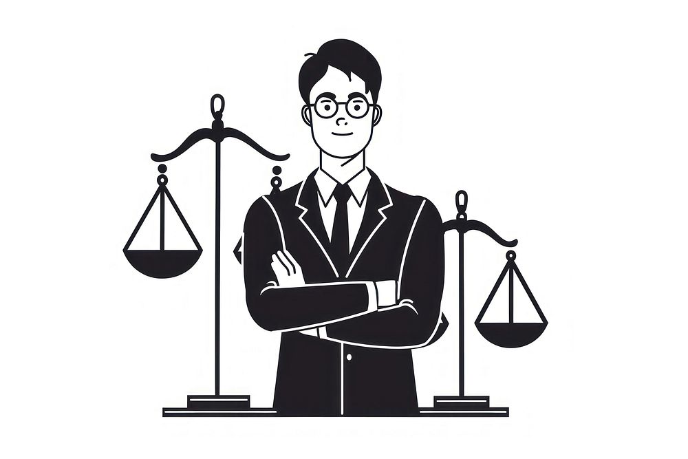 Thai lawyer legal professions charater flat illustration adult scale line.