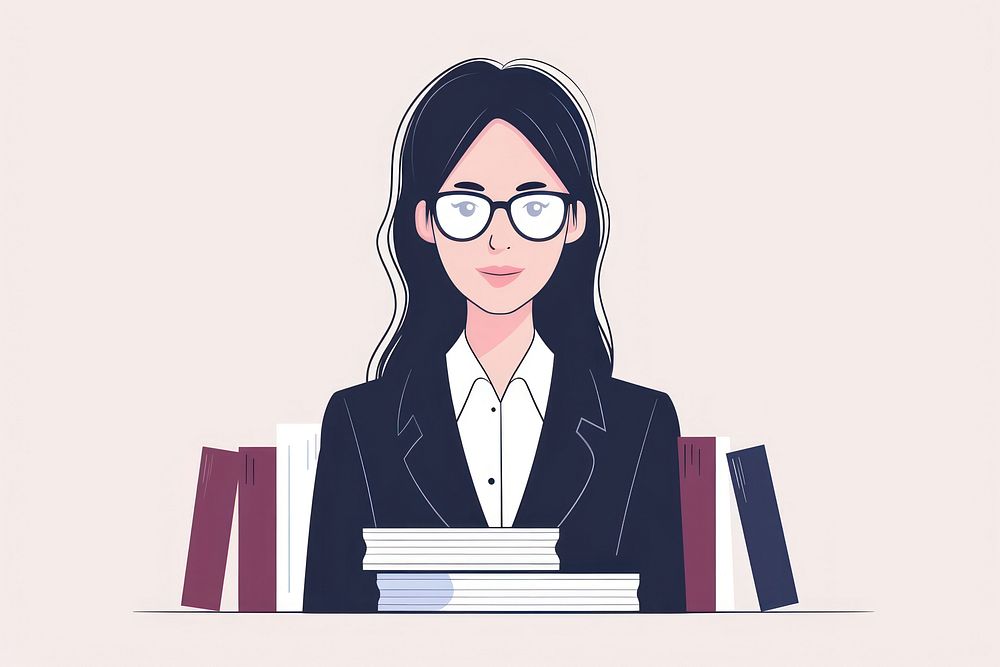 Thai lawyer legal professions charater flat illustration publication glasses adult.