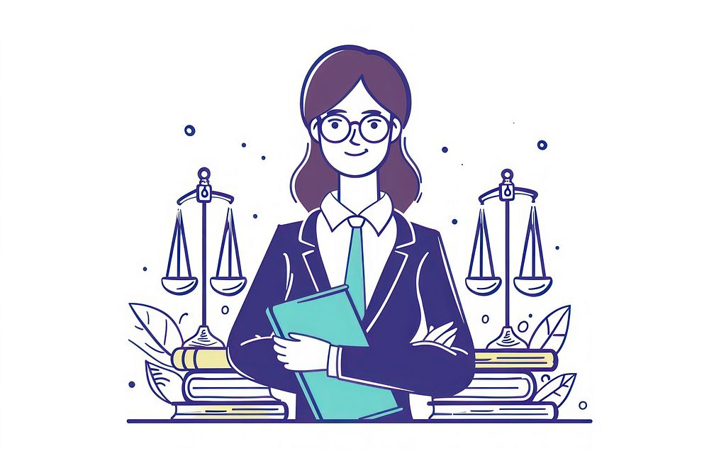 Thai lawyer legal professions charater flat illustration drawing sketch line.