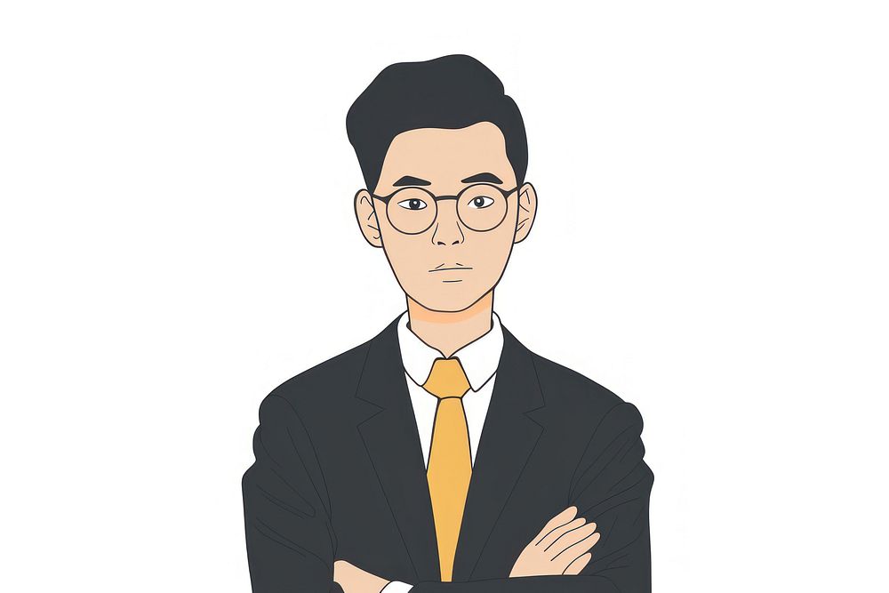 Thai lawyer legal professions charater flat illustration portrait glasses adult.