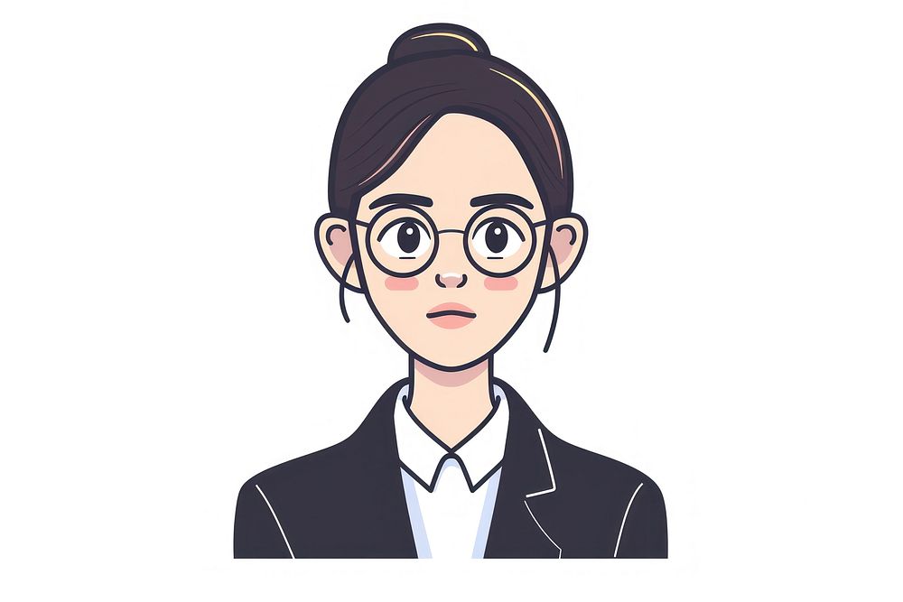 Thai lawyer legal professions charater flat illustration portrait drawing glasses.