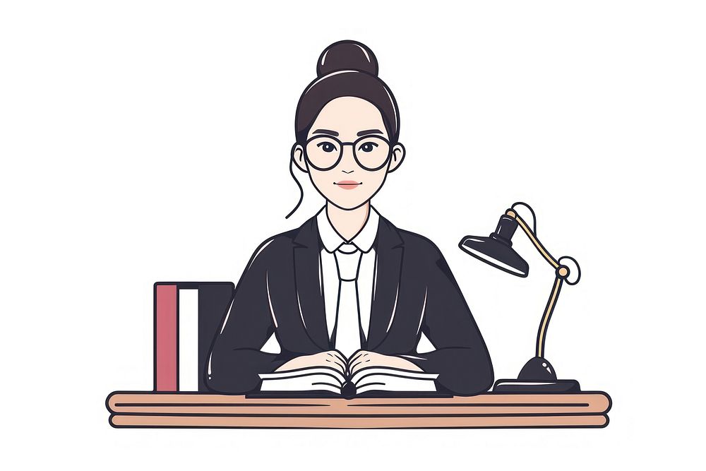 Thai lawyer legal professions charater flat illustration reading adult art.