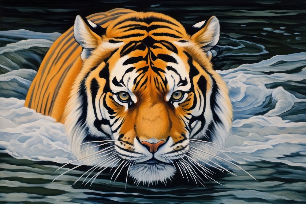 Tiger in river wildlife animal mammal.