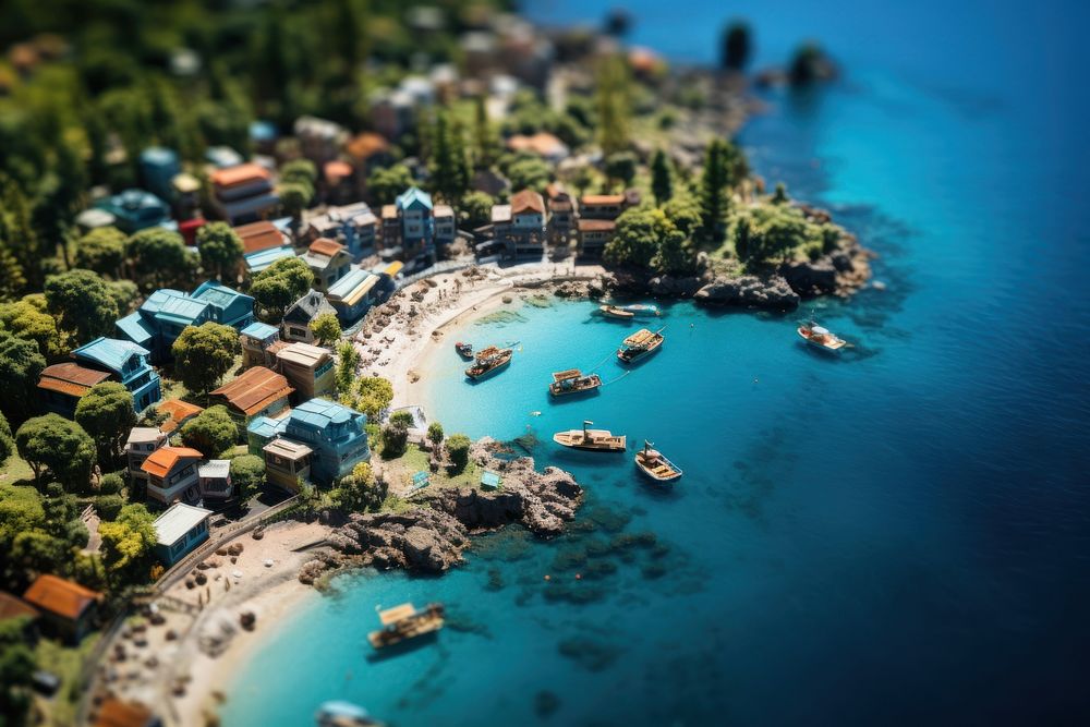 Mariana bay architecture tilt-shift outdoors. AI generated Image by rawpixel.