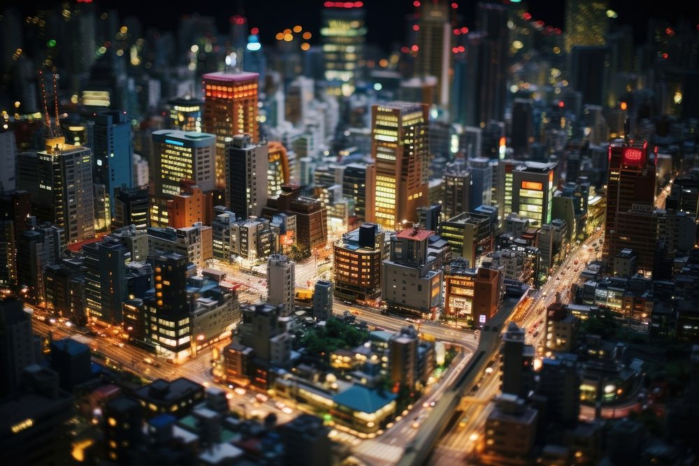 City architecture tilt-shift cityscape. 