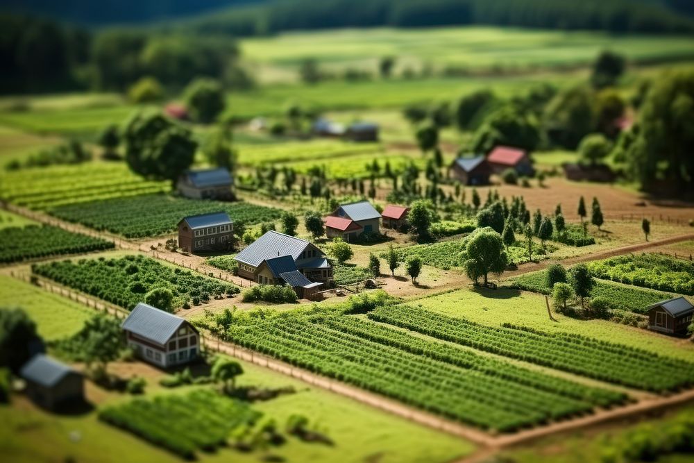 Agriculture farm tilt-shift outdoors nature. AI generated Image by rawpixel.