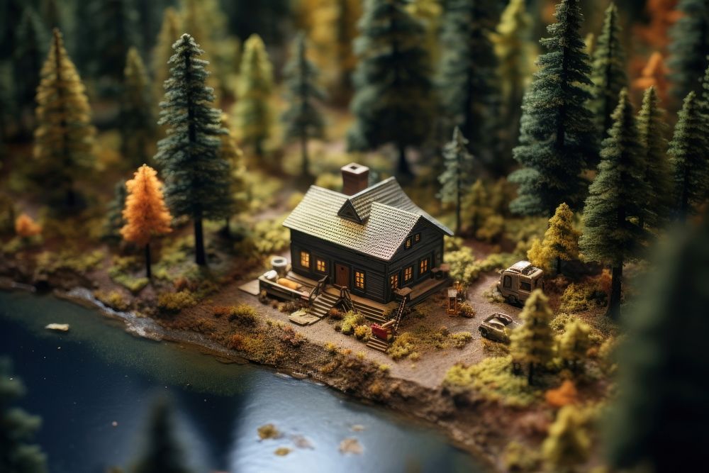 Cabin in the woods building outdoors scenery. AI generated Image by rawpixel.