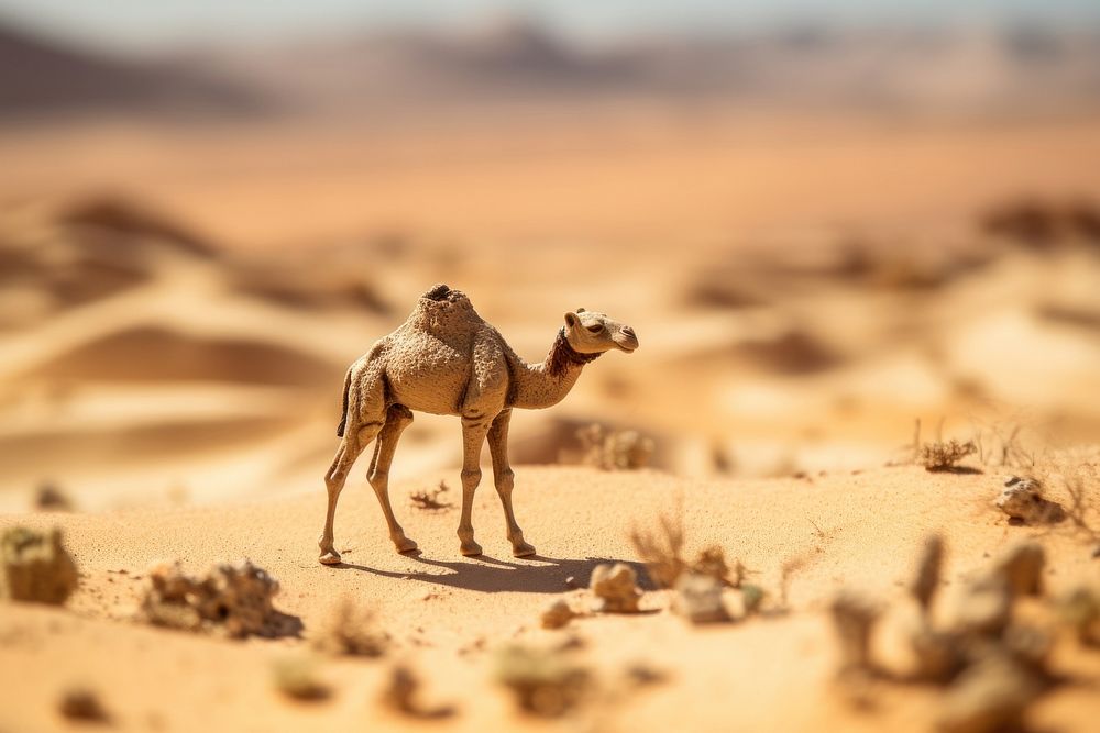 Camel in a desert outdoors nature animal. AI generated Image by rawpixel.