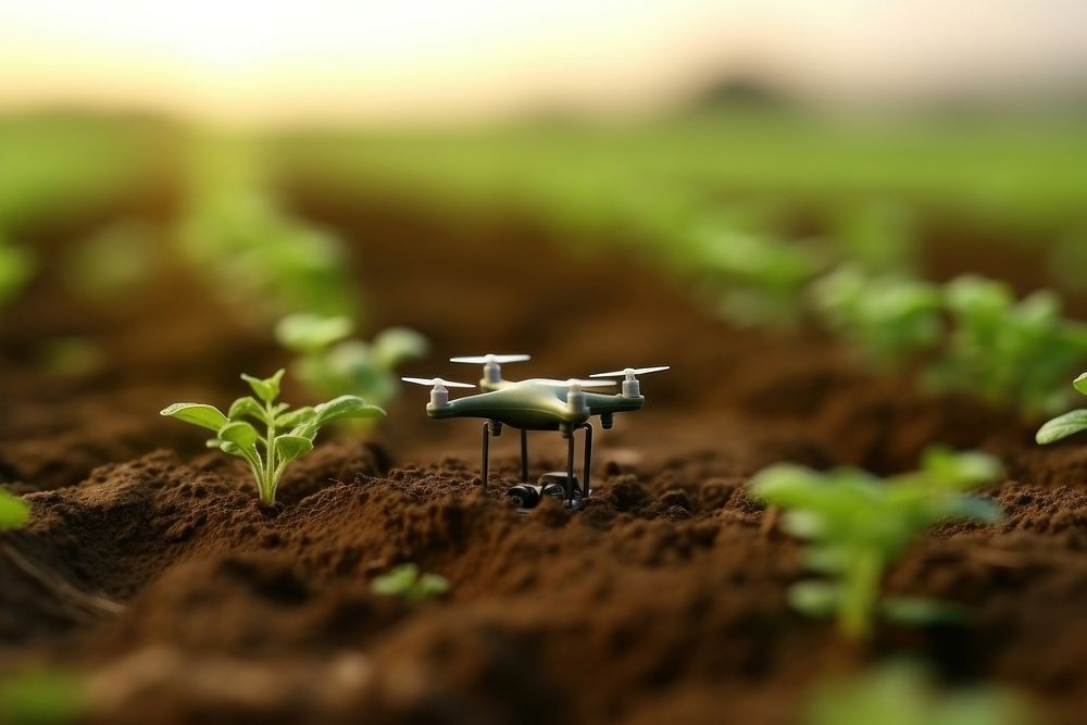 Close up Drone on agriculture field outdoors nature drone. AI generated Image by rawpixel.