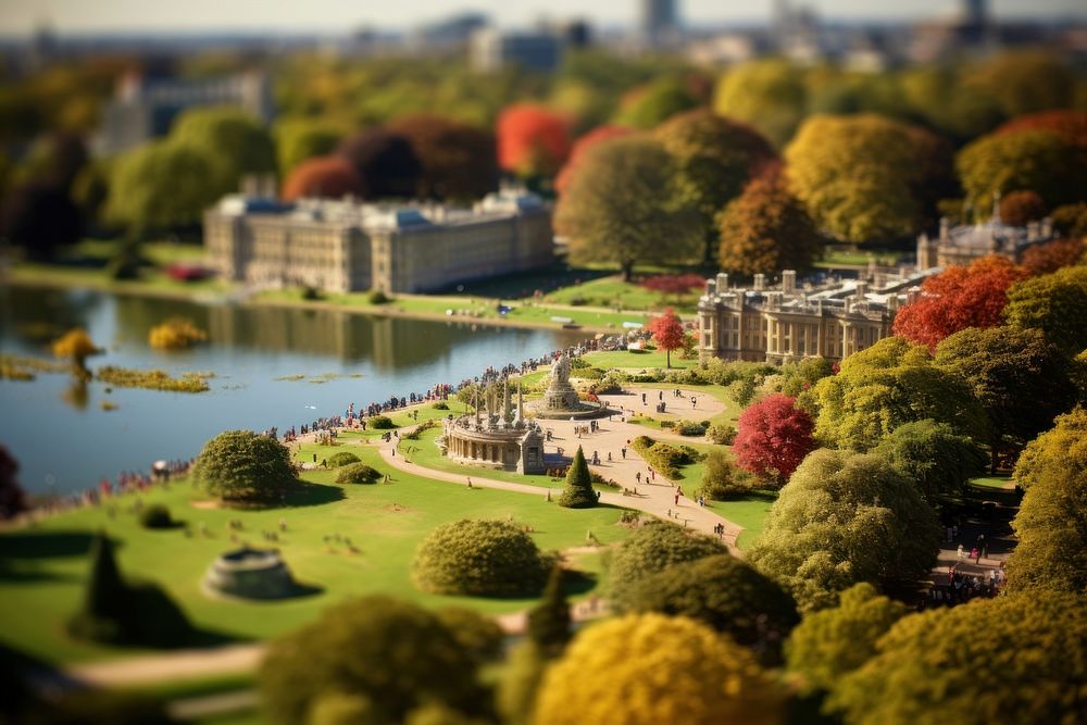 Hyde park architecture tilt-shift building. AI generated Image by rawpixel.