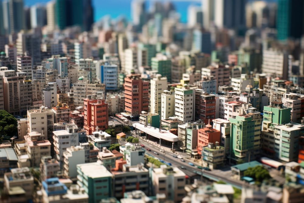 Architecture tilt-shift cityscape outdoors. AI generated Image by rawpixel.