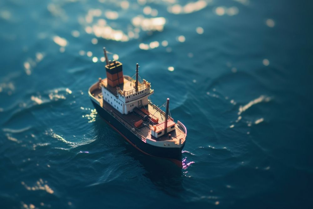 Lonely paddle ship among th ocean watercraft vehicle boat. AI generated Image by rawpixel.