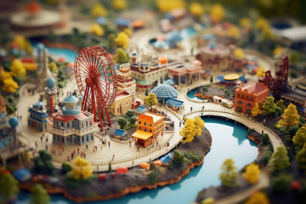 Theme park architecture tilt-shift outdoors. AI generated Image by rawpixel.