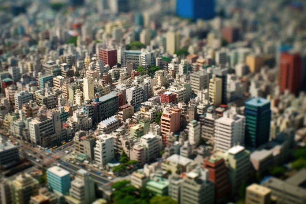Tokyo architecture tilt-shift cityscape. AI generated Image by rawpixel.