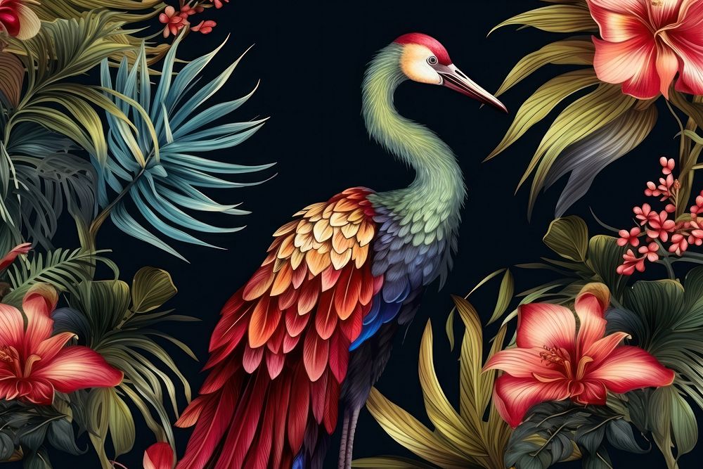 Tropical bird art pattern.