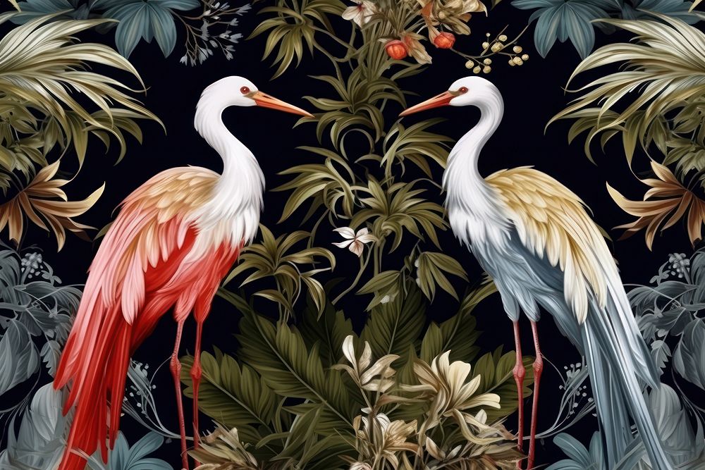 Tropical bird art pattern.