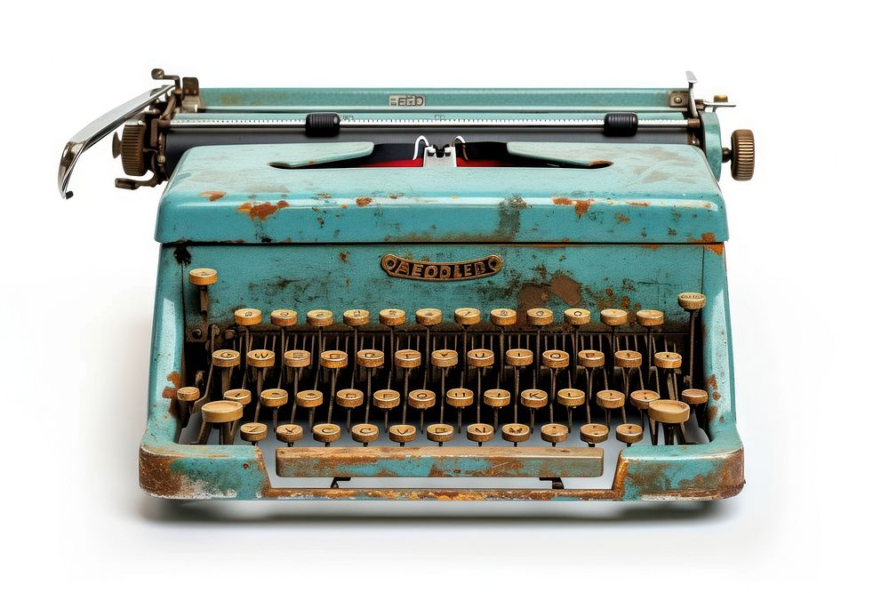 Vintage typewriter white background correspondence electronics.