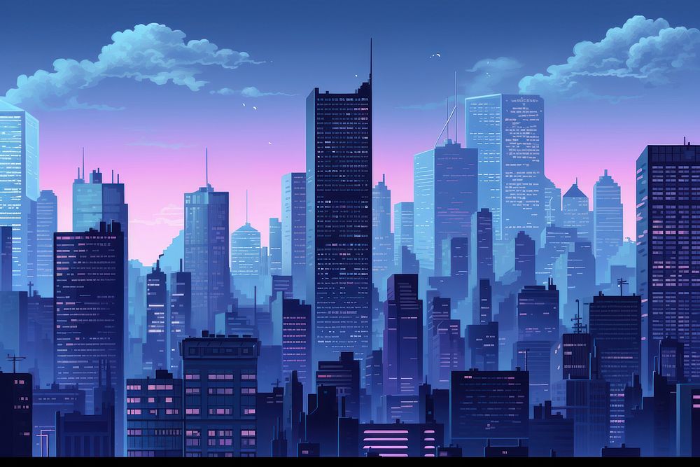  City architecture metropolis skyscraper. AI generated Image by rawpixel.