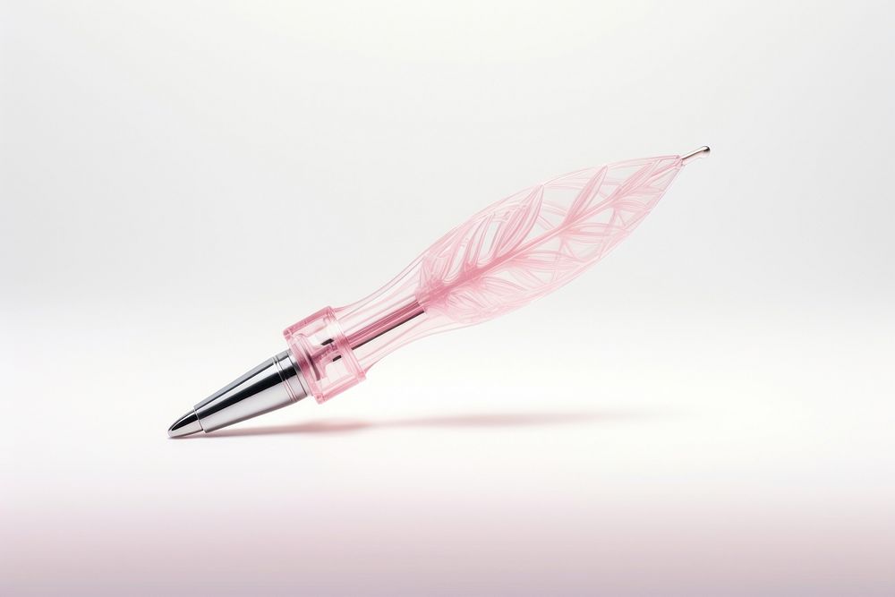 Pastel pink 3D pen white background lightweight cosmetics.