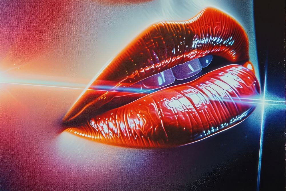 Lipstick art advertisement illuminated.