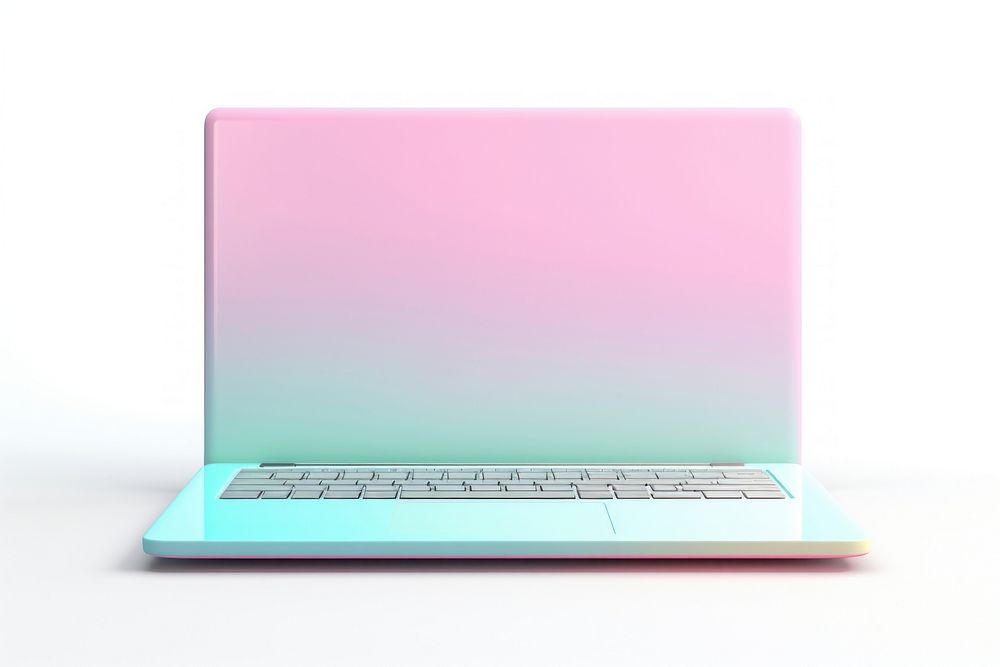 Minimalist style laptop computer white background portability.