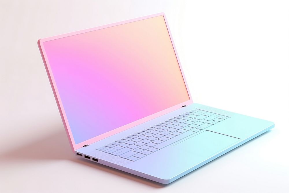 Minimalist style laptop computer white background electronics.