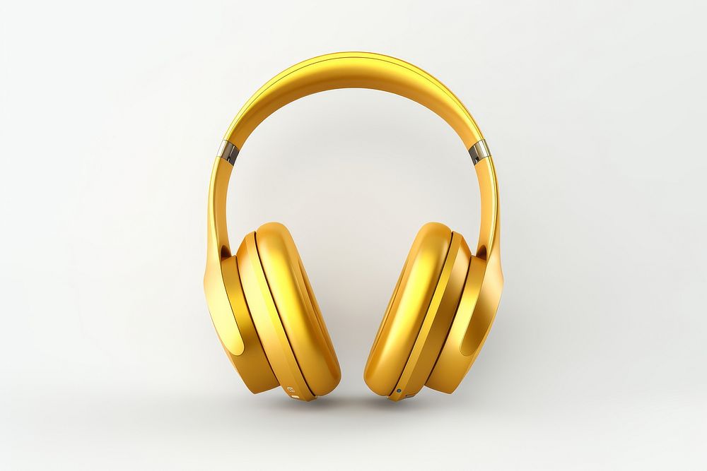 Headphones gold headset white background.