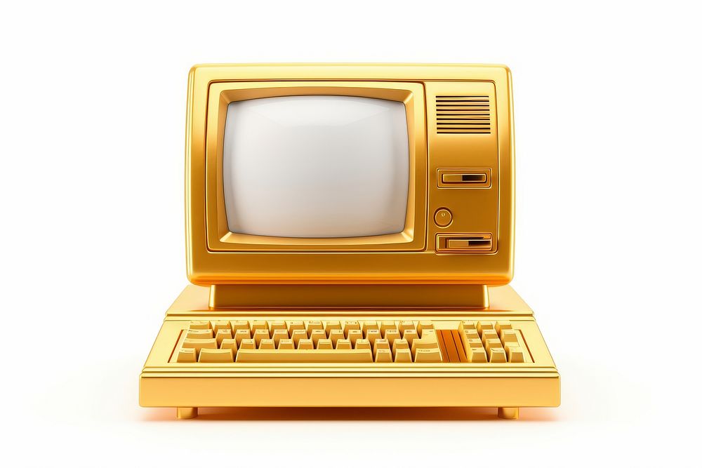 Computer retro gold white background electronics.