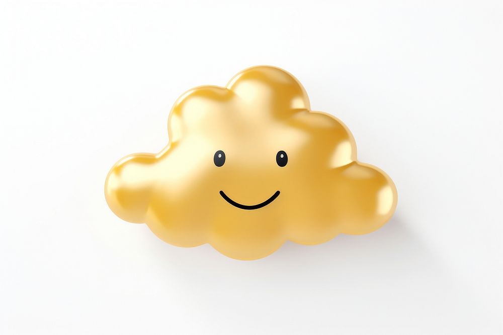 Cloudy cute gold white background anthropomorphic representation.