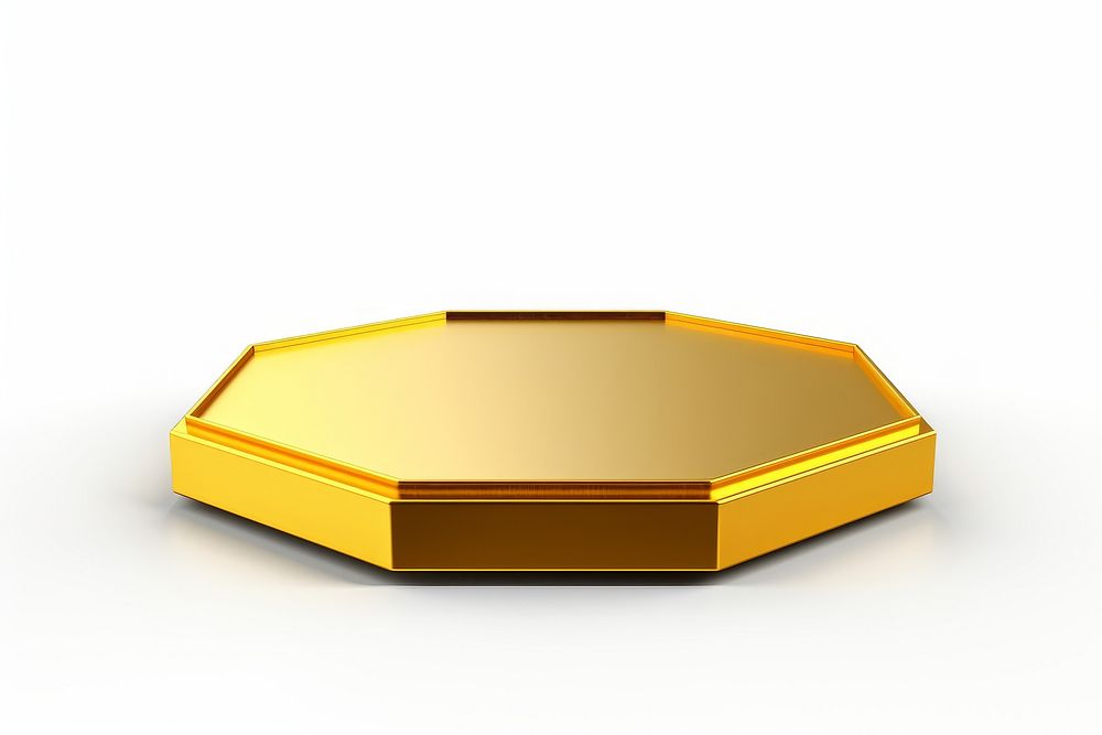 Hexagon stand or podium gold white background rectangle gemstone.