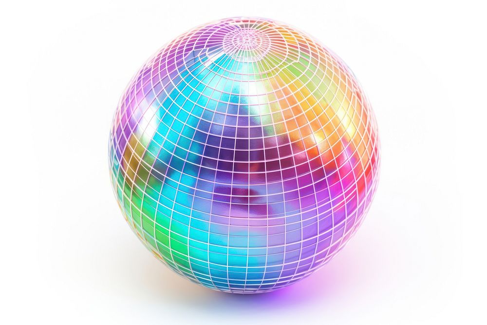 Grid globe iridescent sphere white background celebration.