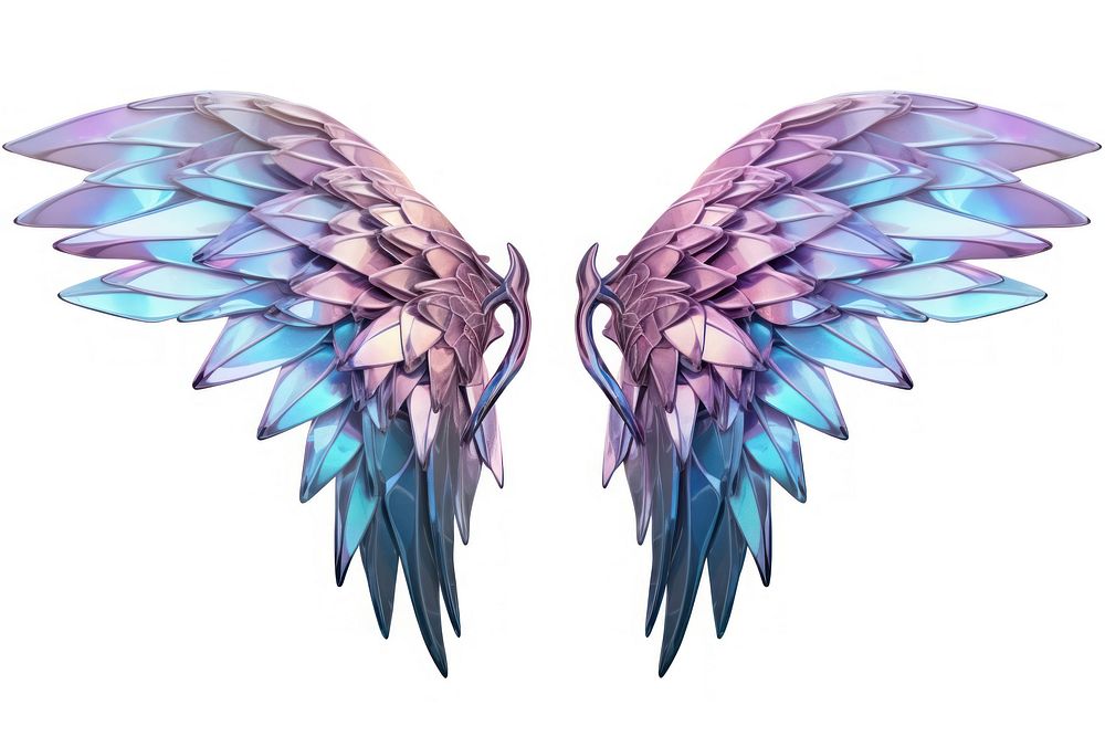 Devil wings iridescent angel white background creativity.