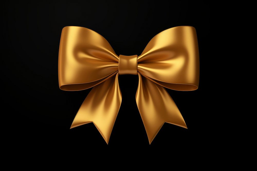 Decorative gold bow with long ribbon celebration accessories decoration.