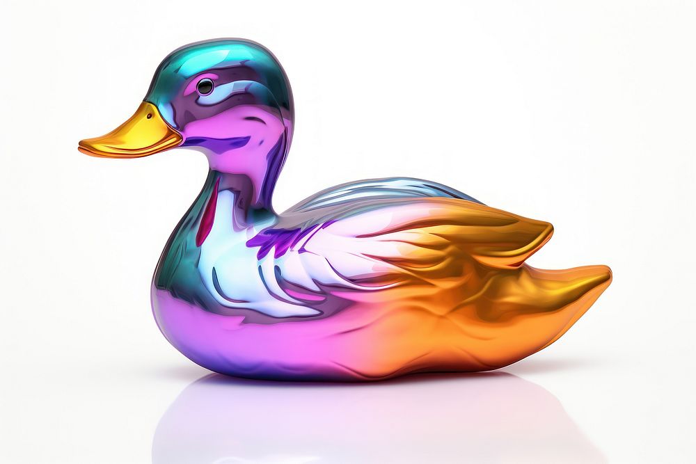 Duck icon iridescent animal bird representation.