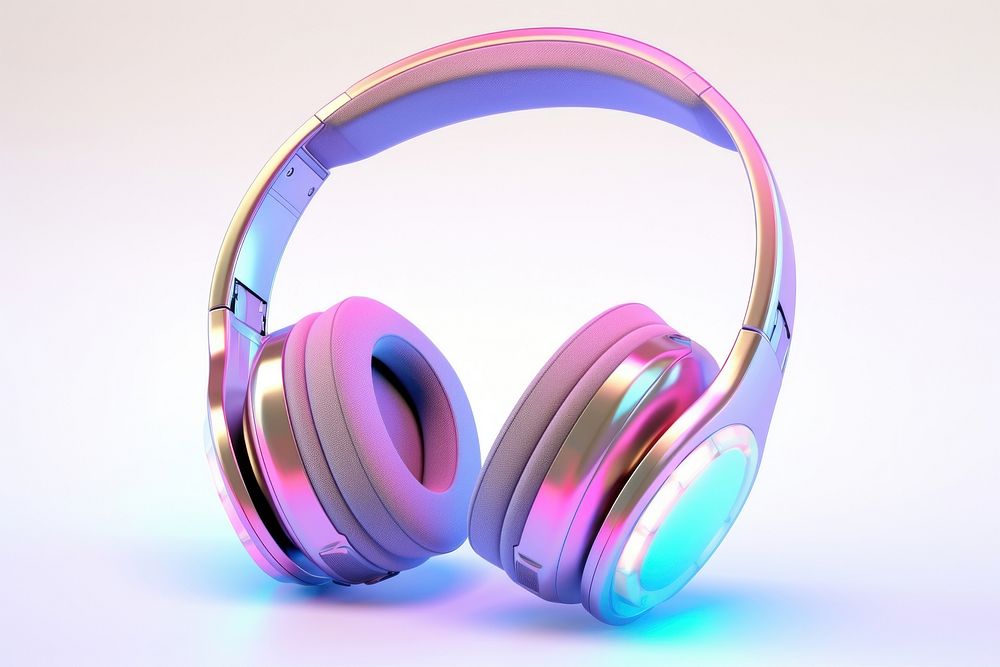 Headphones iridescent headset electronics technology.