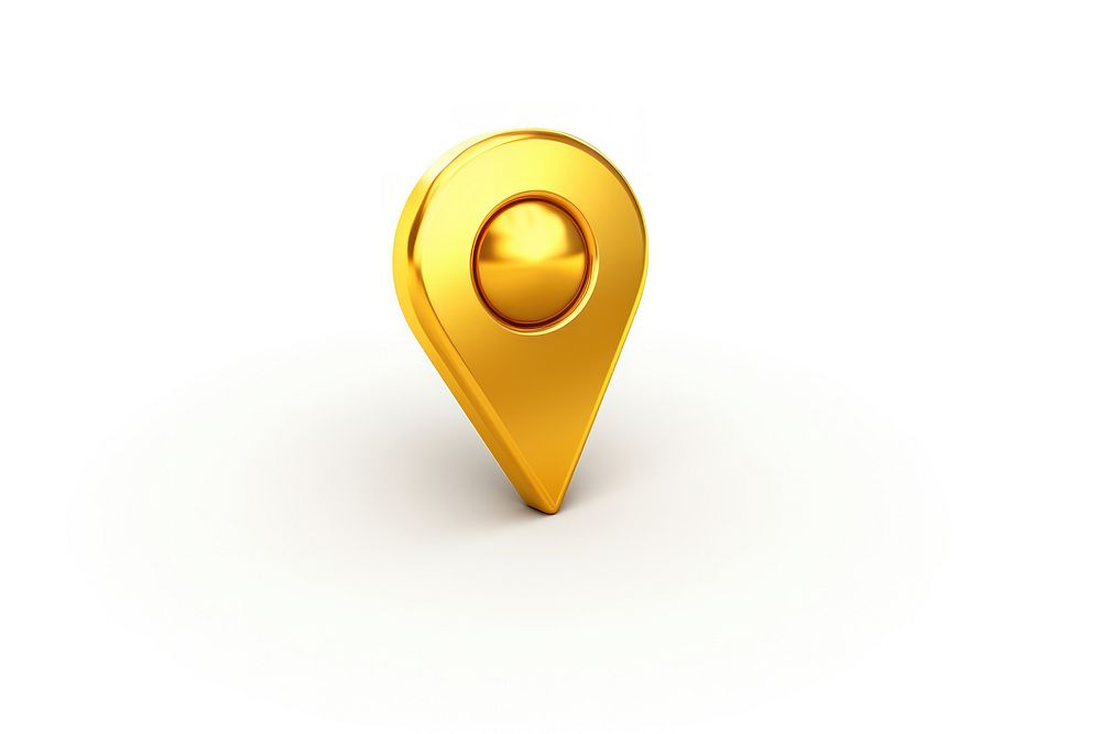 Location icon gold jewelry white background.