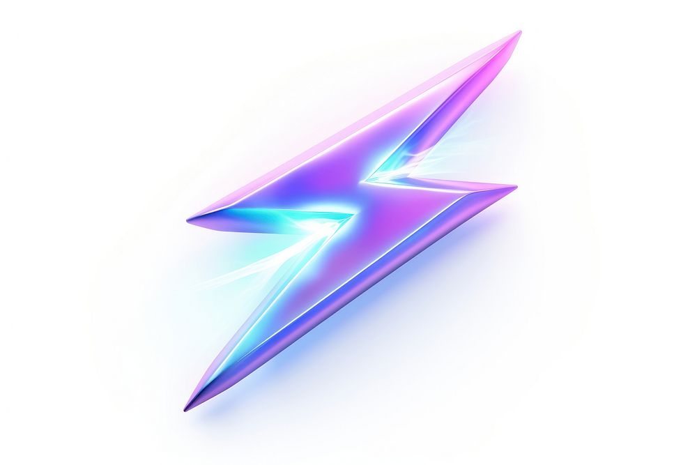 Lightning icon iridescent symbol white background illuminated.