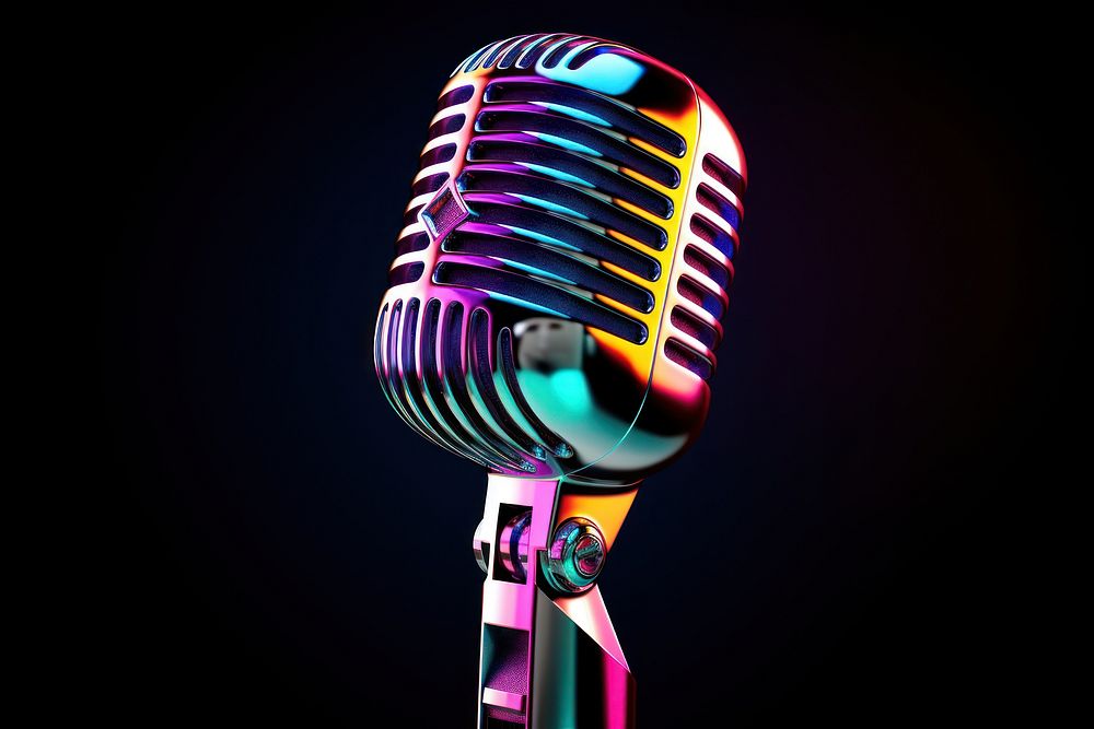 Microphone icon iridescent music performance | Premium Photo ...