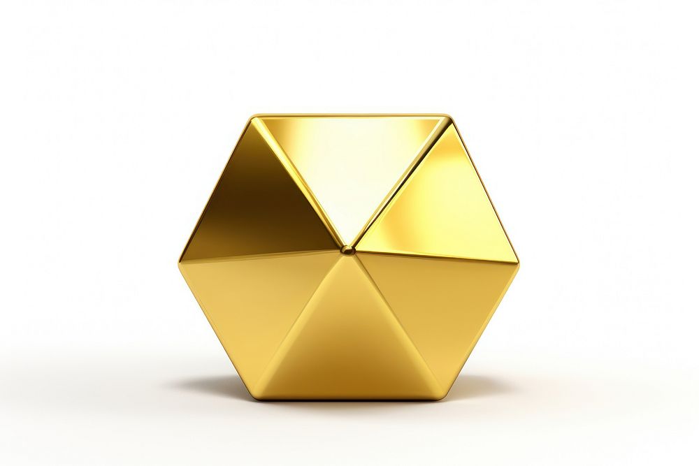 Solid geometry gold material origami white background simplicity.