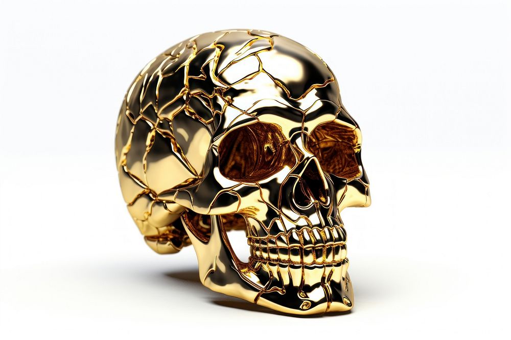 Skull gold white background clothing.