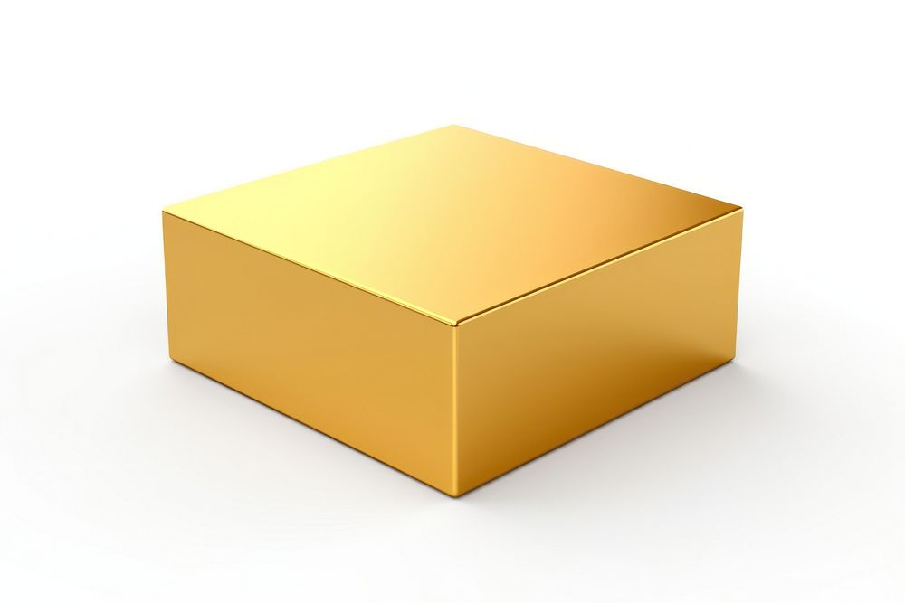 Square gold material carton box white background.